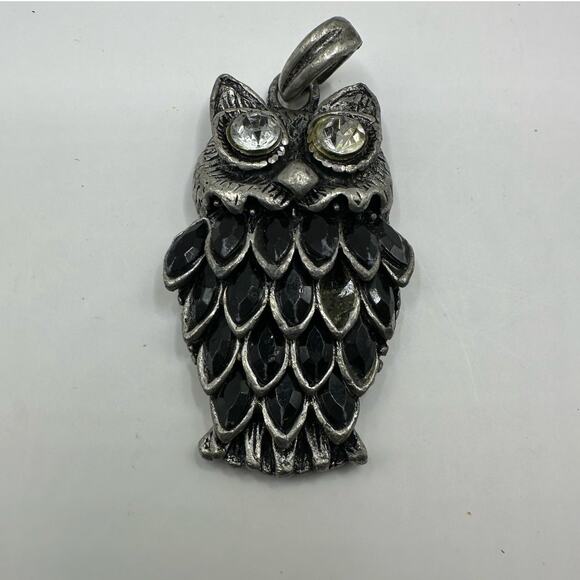 Unbranded Owl Pendant for Necklace Statement Piece Black Grey Pewter - Picture 7 of 7